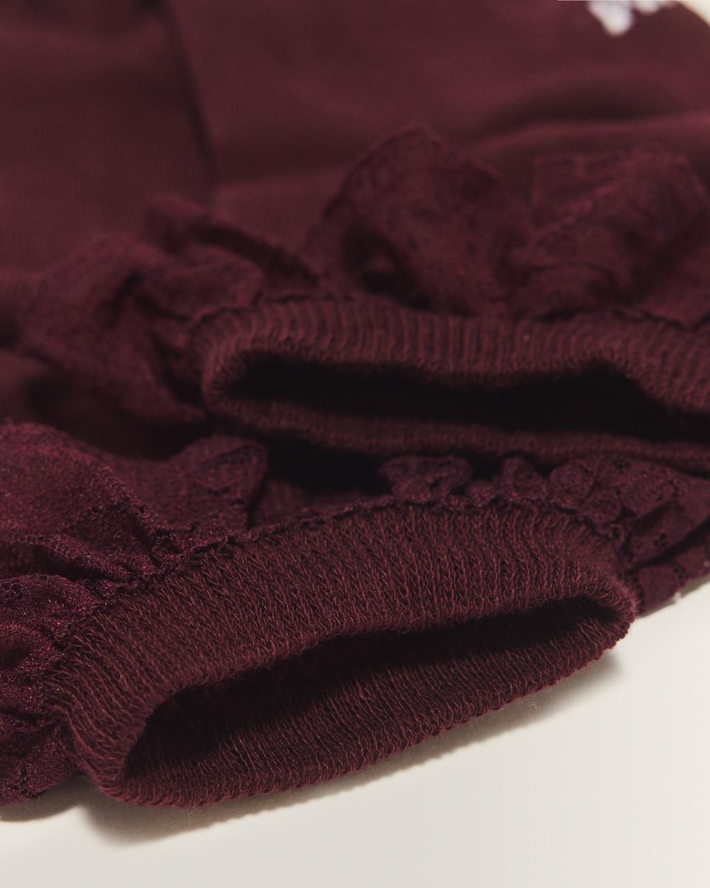 Frill Organic Cotton Blend Socks - BURGUNDY — Organic Cotton Blend - image 3