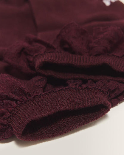 Frill Organic Cotton Blend Socks - BURGUNDY — Organic Cotton Blend - image 3