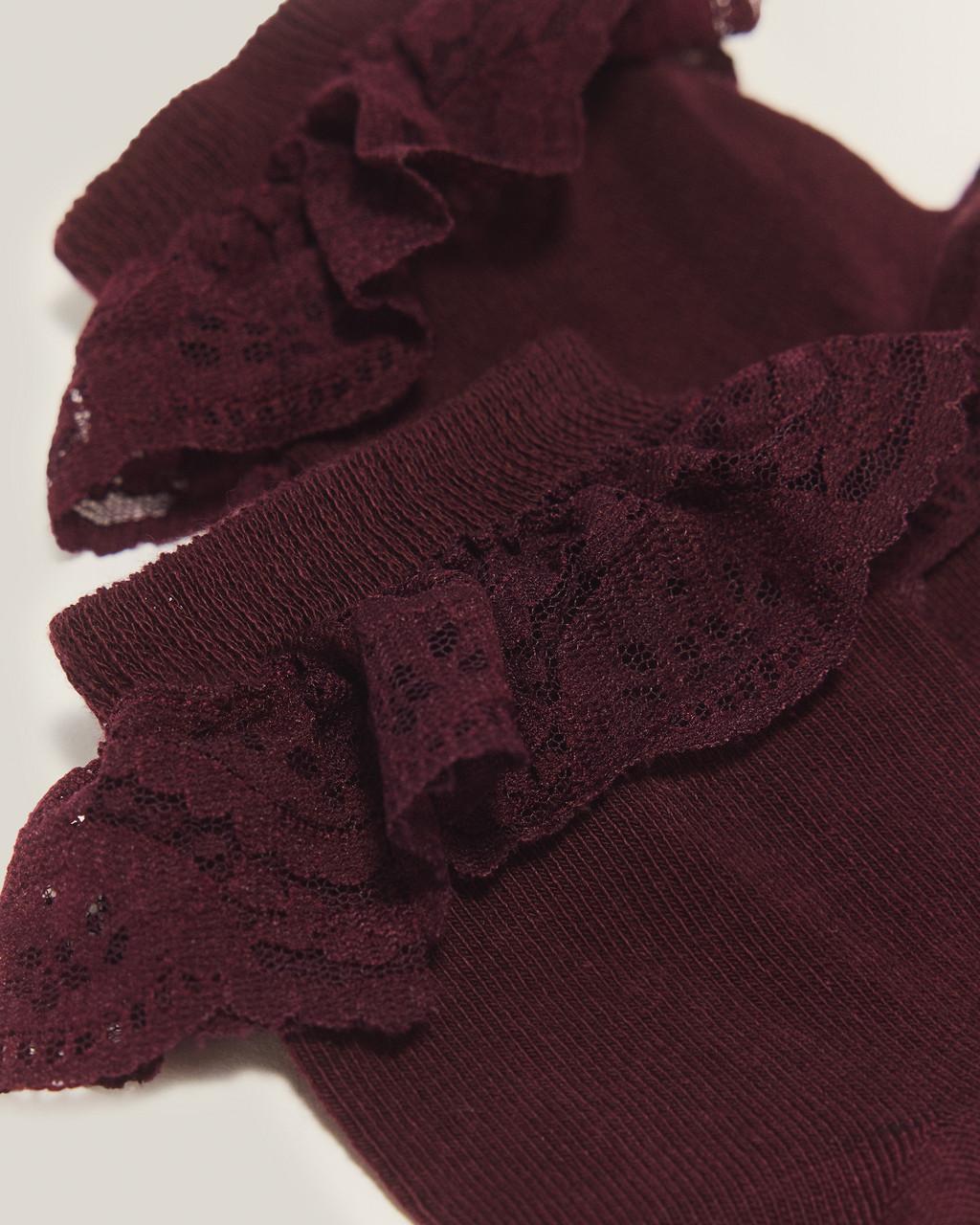 Frill Organic Cotton Blend Socks - BURGUNDY — Organic Cotton Blend - image 4